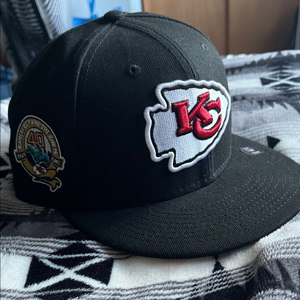 Kansas City Chiefs 40th Anniversary Fitted Hat - Black - Rare Patch
